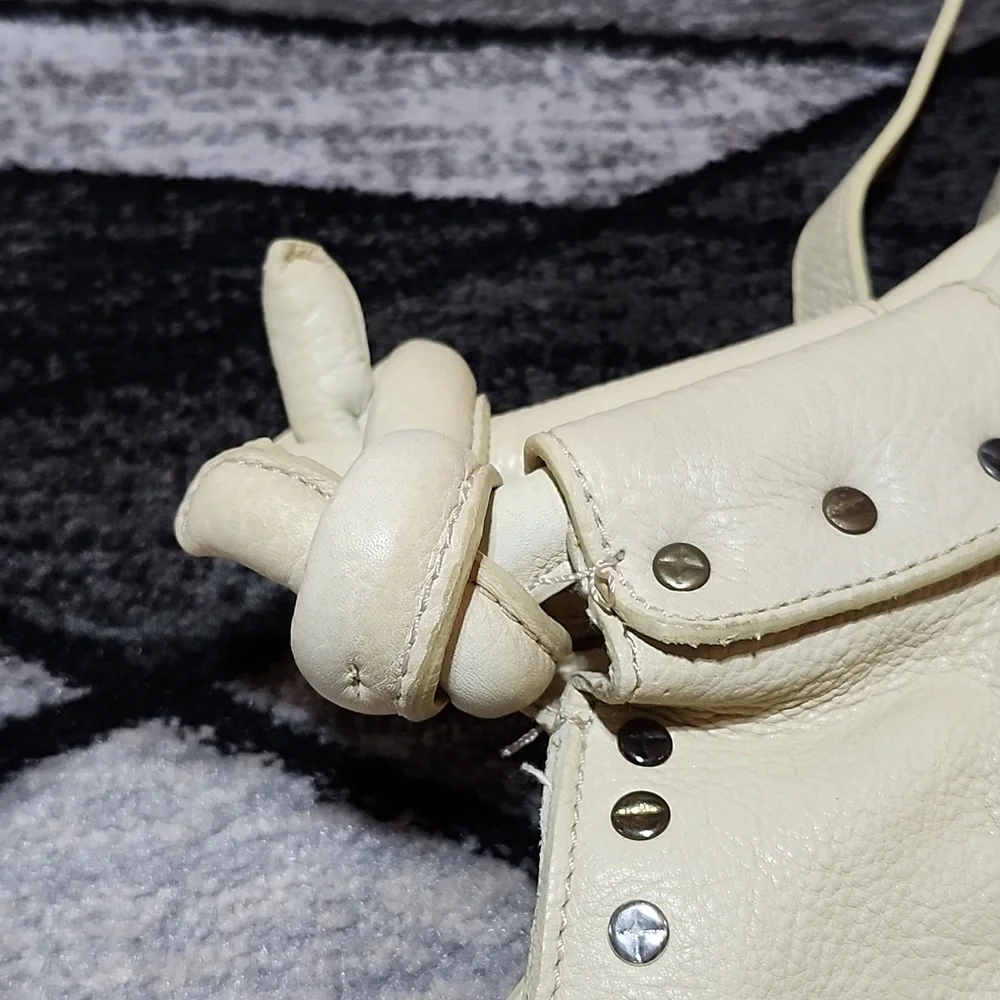 FREE PEOPLE VALENCIA STUDDED LEATHER SLOUCHY BUCKET TOTE BAG